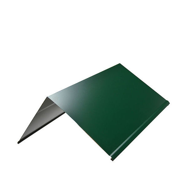Конек для металлочерепицы зеленый RAL 6005 150х150 мм 2 м