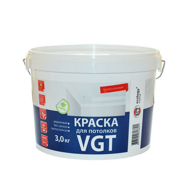 Краска в/д для потолка белоснежная VGT 3 кг