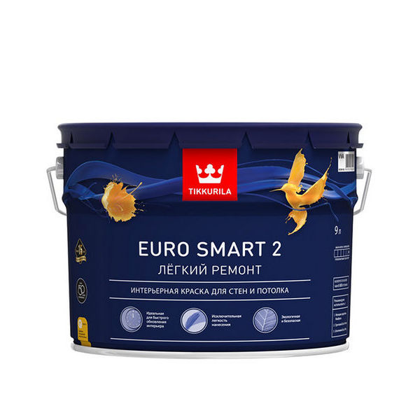 Краска в/д Tikkurila Euro Smart 2 основа VVA глубокоматовая 9 л