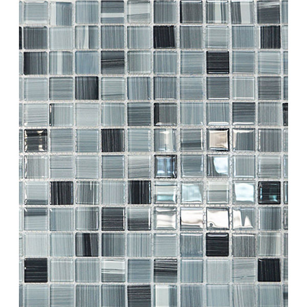 Мозаика стеклянная 327х327х4 мм серый полосатый на сетке (10 шт=1.07 кв.м)