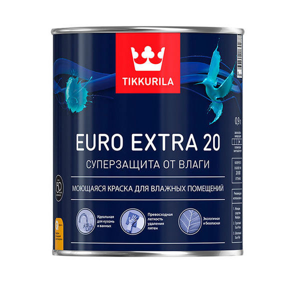 Краска в/д Tikkurila Euro Extra 20 основа А полуматовая 0.9 л