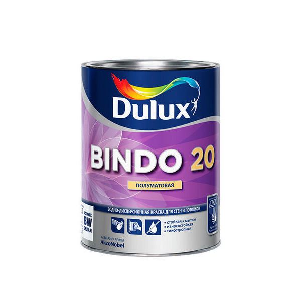 Краска в/д Dulux Bindo 20 основа BW полуматовая 1 л