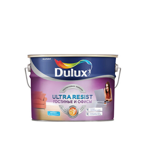 Краска в/д гостиные и офисы Ultra Resist основа BW Dulux 10 л